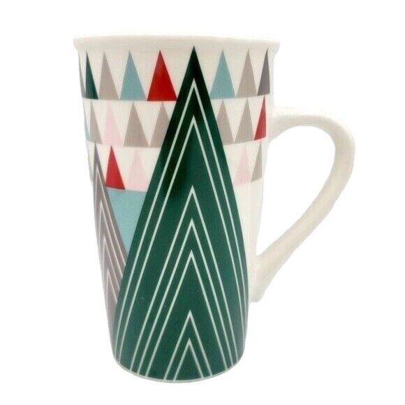 2/$15 Starbucks Holiday Christmas Triangle Tree Mug Ivory Green Red Pink 16oz - Picture 4 of 10
